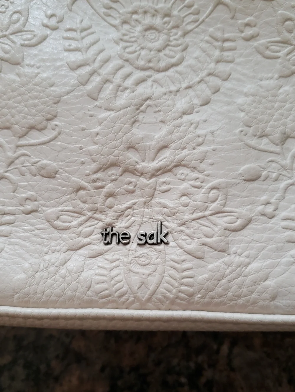 Women's The Sak Cream Crossbody Leather Bag with Floral Embossing
